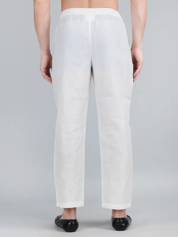 White_Pure_Linen_Hand_Embroidered_Pants_For_Men