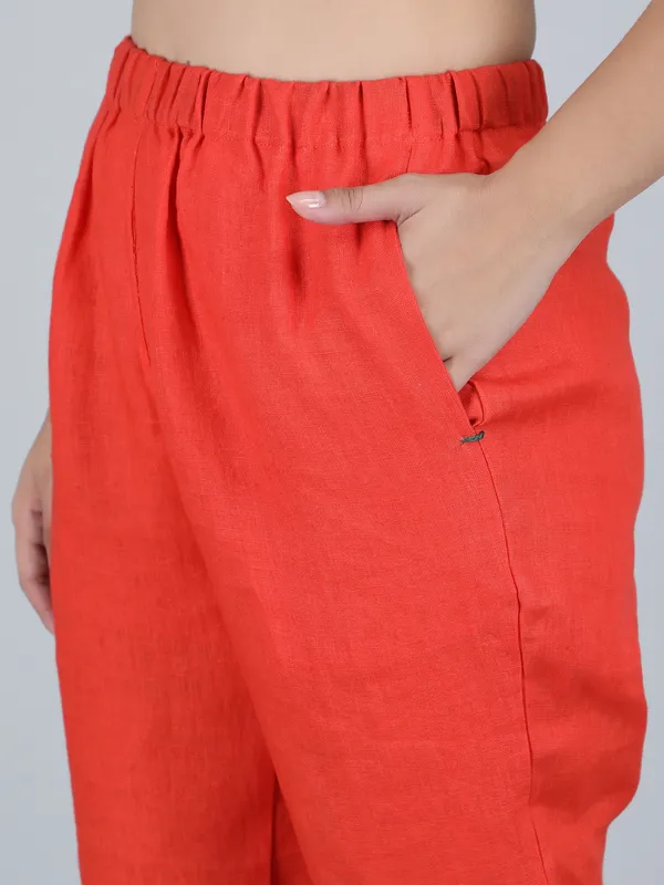 Orange_Pure_Linen_Hand_Embroidered_Pants_For_Women