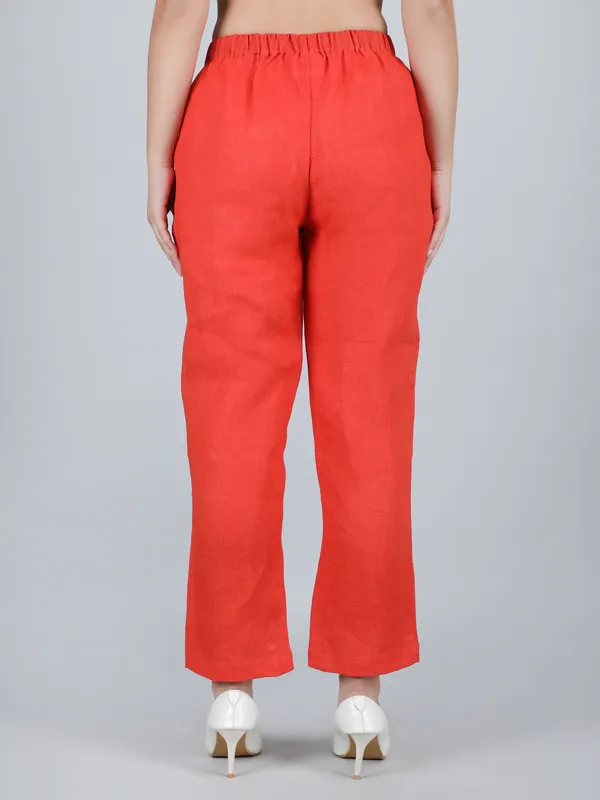 Orange_Pure_Linen_Hand_Embroidered_Pants_For_Women