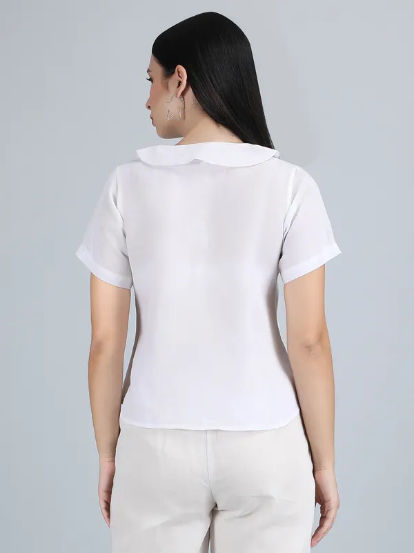 White_Pure_Linen_Hand_Embroidered_Collar_Shirt_For_Women