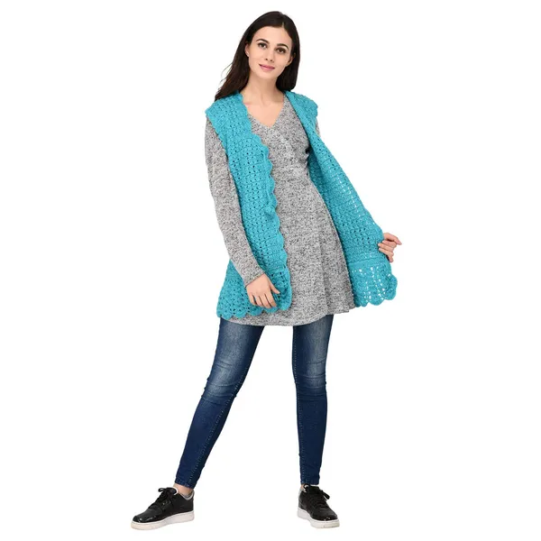 Turquoise_Woolen_Shrug_For_Women