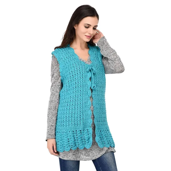 Turquoise_Woolen_Shrug_For_Women