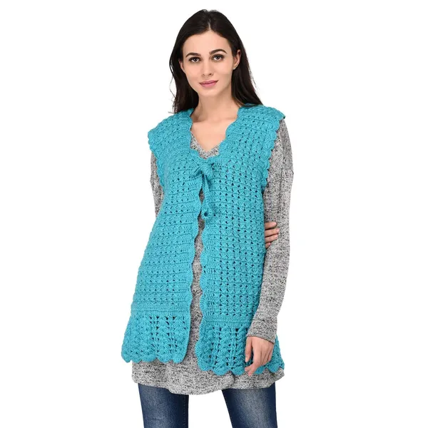 Turquoise_Woolen_Shrug_For_Women