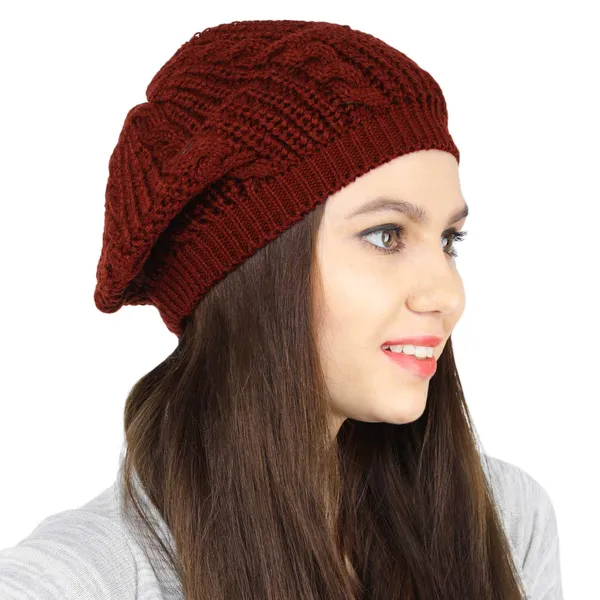 Maroon_Woolen_Cap_For_Women
