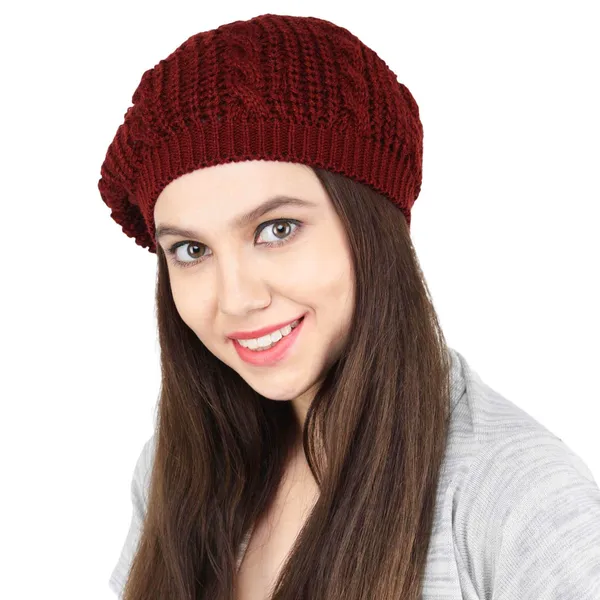Maroon_Woolen_Cap_For_Women
