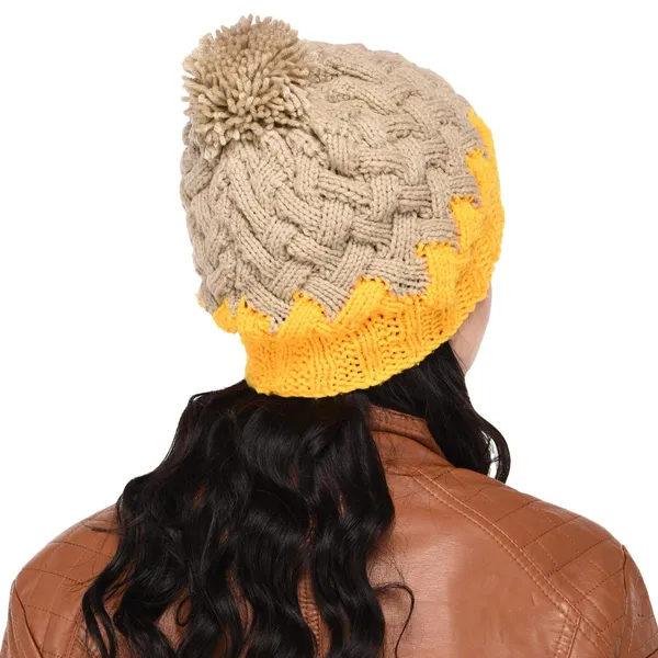 Beige_&_Yellow_Woolen_Cap_For_Unisex