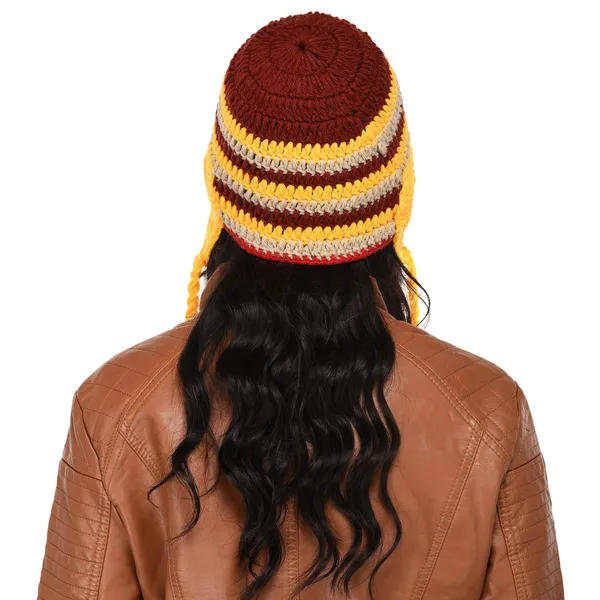 Brown_&_Yellow_Woolen_Cap_For_Women