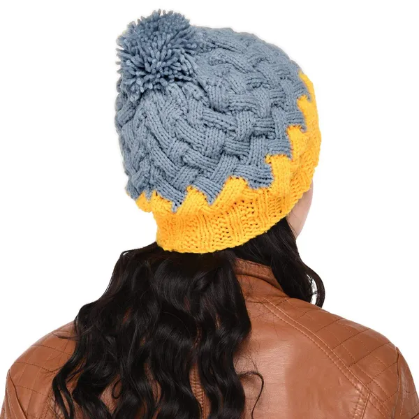 Grey_&_Yellow_Woolen_Cap_For_Women