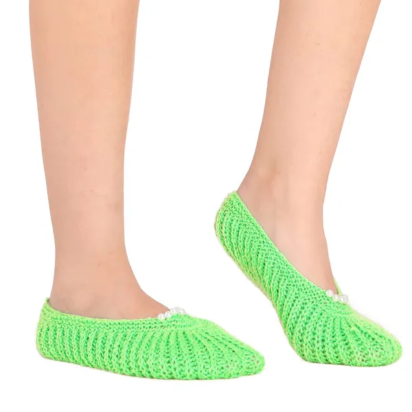 Fluorescent_Green_Woolen_Socks_For_Women