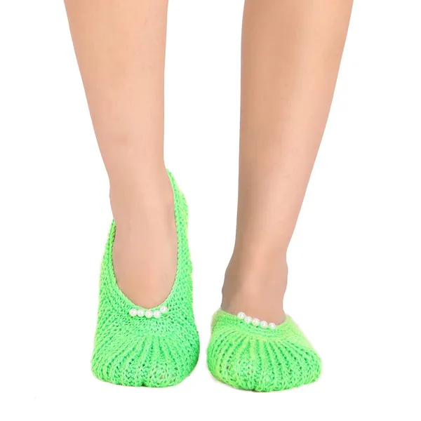Fluorescent_Green_Woolen_Socks_For_Women