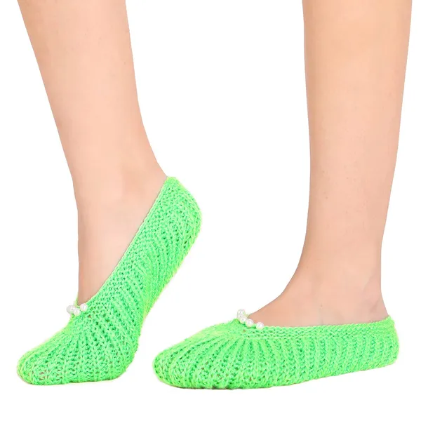 Fluorescent_Green_Woolen_Socks_For_Women