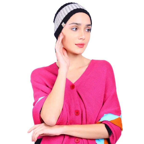 Grey_&_Black_Woolen_Cap_For_Women