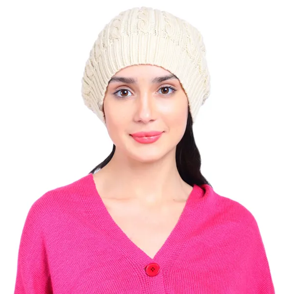 Cream_Woolen_Cap_For_Women