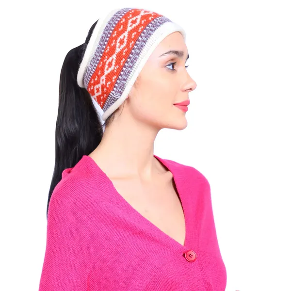 White_&_Red_Woolen_Headband_For_Women