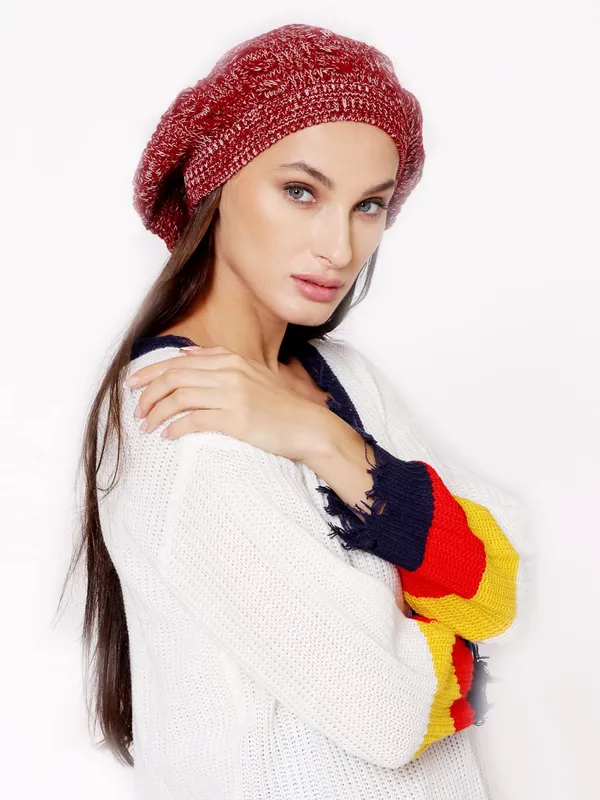 Maroon_Woolen_Cap_For_Women