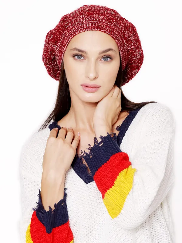 Maroon_Woolen_Cap_For_Women