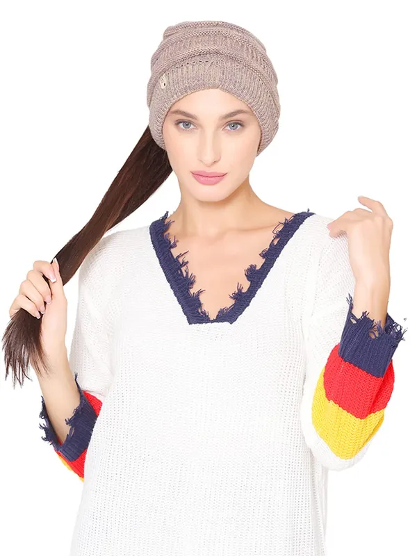 Biege_Woolen_Cap_For_Women