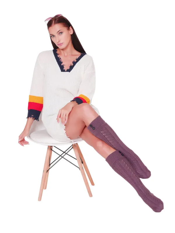1_Pair_Women_Wool_Socks_Winter_Vintage_Warm_Soft_Thick_Knit_Woolen_Knee_Length_Socks_(Purple)