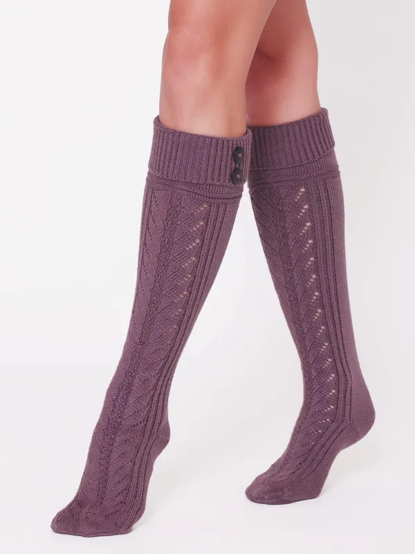 1_Pair_Women_Wool_Socks_Winter_Vintage_Warm_Soft_Thick_Knit_Woolen_Knee_Length_Socks_(Purple)