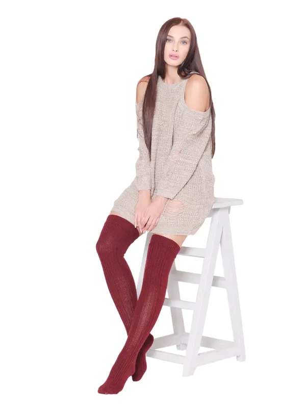 Maroon_Woolen_Socks_For_Women