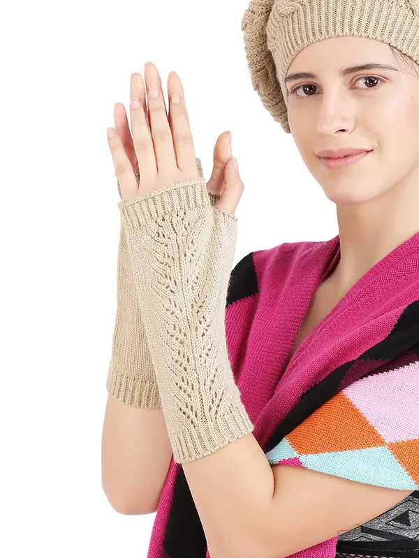 Beige_Woolen_Gloves_For_Women