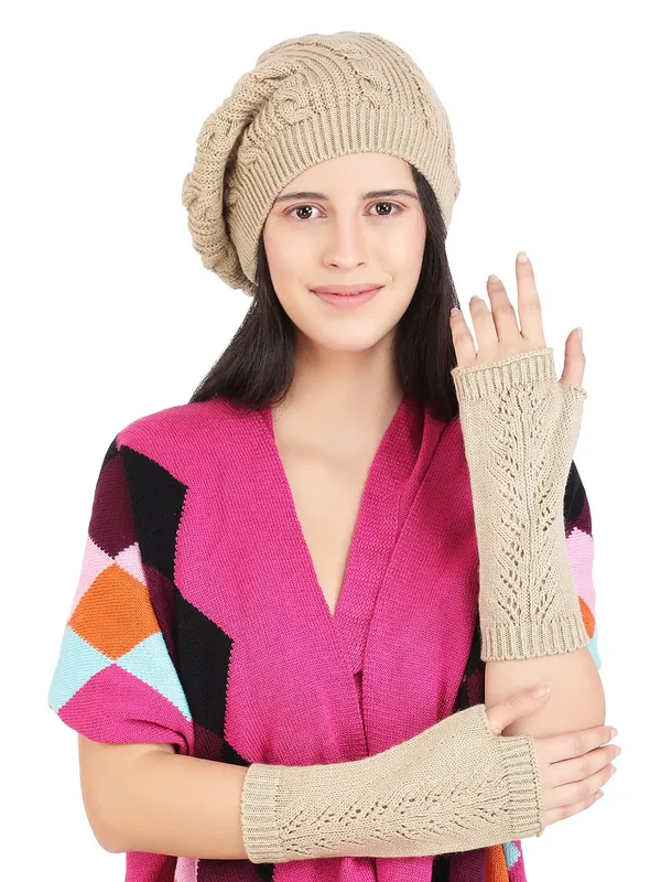 Beige_Woolen_Gloves_For_Women
