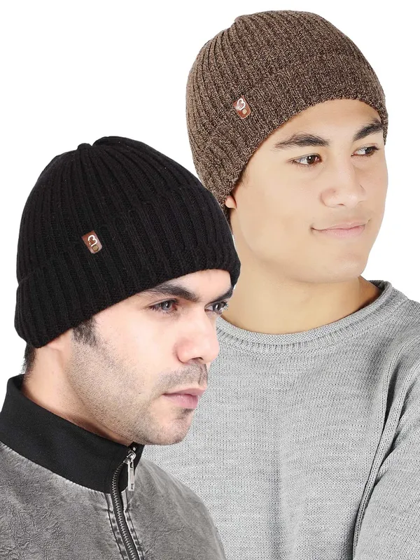 Brown_&_Black_Woolen_Cap_For_Men