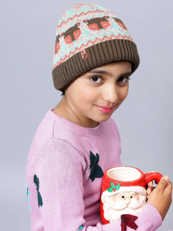 Multicolor_&_Brown_Woolen_Cap_For_Unisex_Child