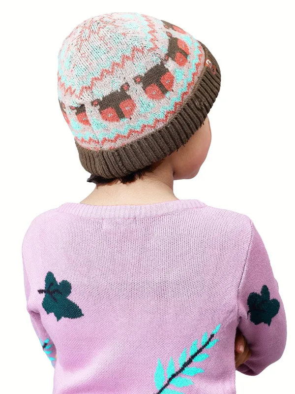 Multicolor_&_Brown_Woolen_Cap_For_Unisex_Child