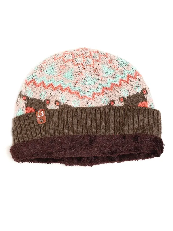 Multicolor_&_Brown_Woolen_Cap_For_Unisex_Child