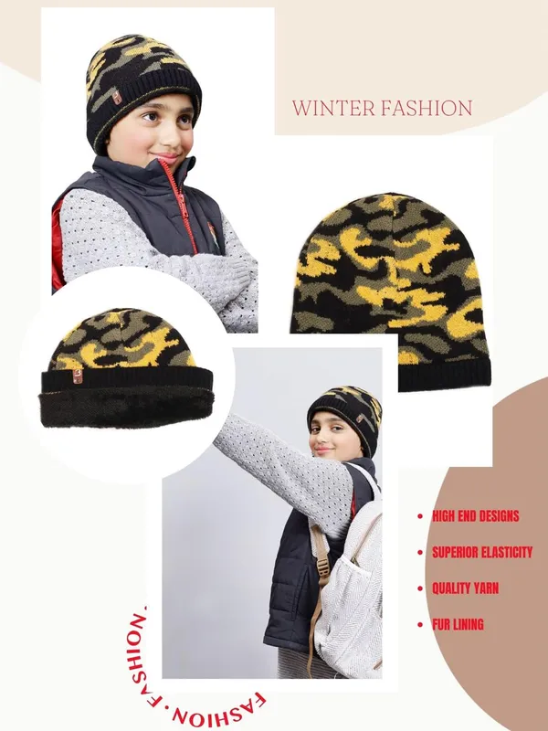 Multicolor_&_Black_Woolen_Cap_For_Unisex_Child