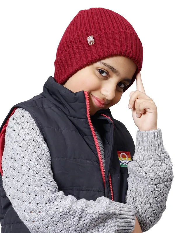Maroon_Woolen_Cap_For_Unisex_Child