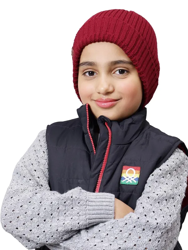 Maroon_Woolen_Cap_For_Unisex_Child