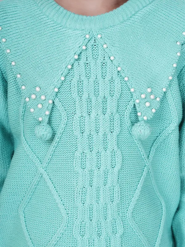 Teal_Woolen_Pullover_For_Girls