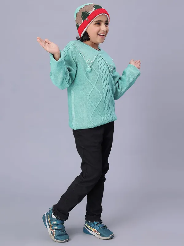 Teal_Woolen_Pullover_For_Girls