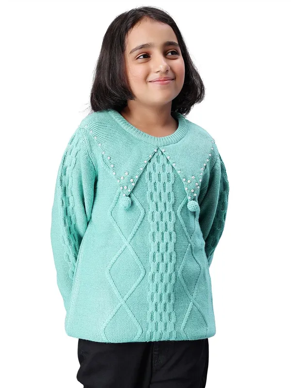 Teal_Woolen_Pullover_For_Girls