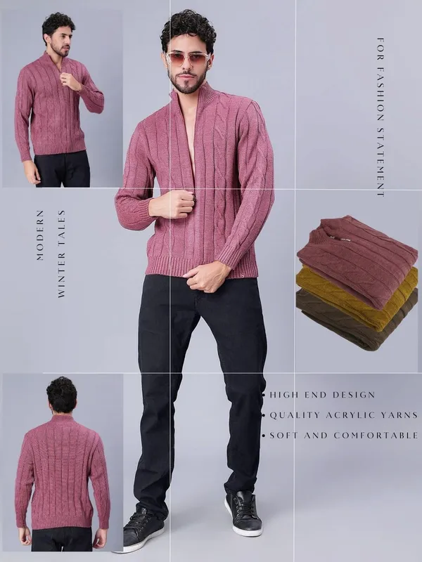 Pink_Woolen_Cardigan_For_Men