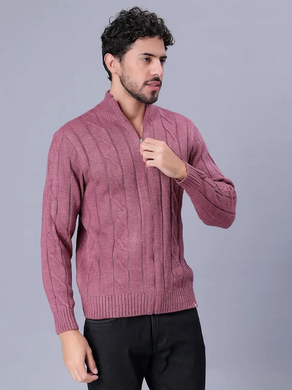 Pink_Woolen_Cardigan_For_Men