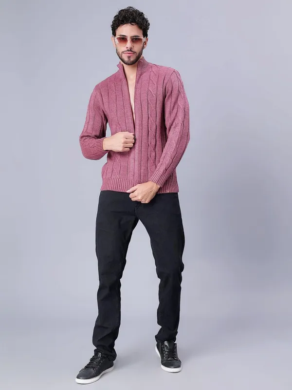 Pink_Woolen_Cardigan_For_Men