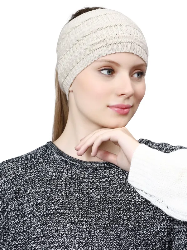 Cream_Woolen_Earwarmer_For_Unisex