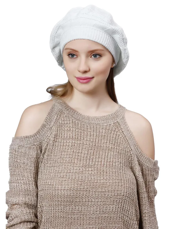 White_Woolen_Cap_For_Women