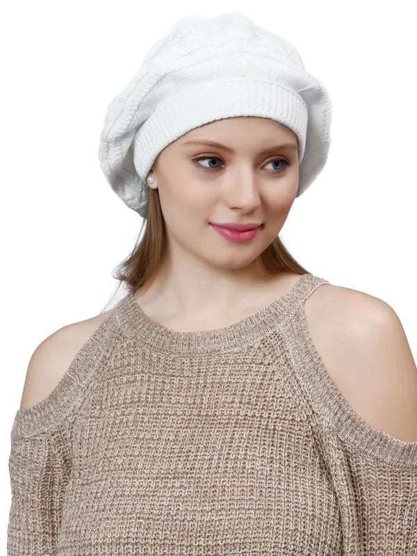 White_Woolen_Cap_For_Women