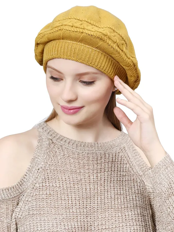 Yellow_Woolen_Cap_For_Women