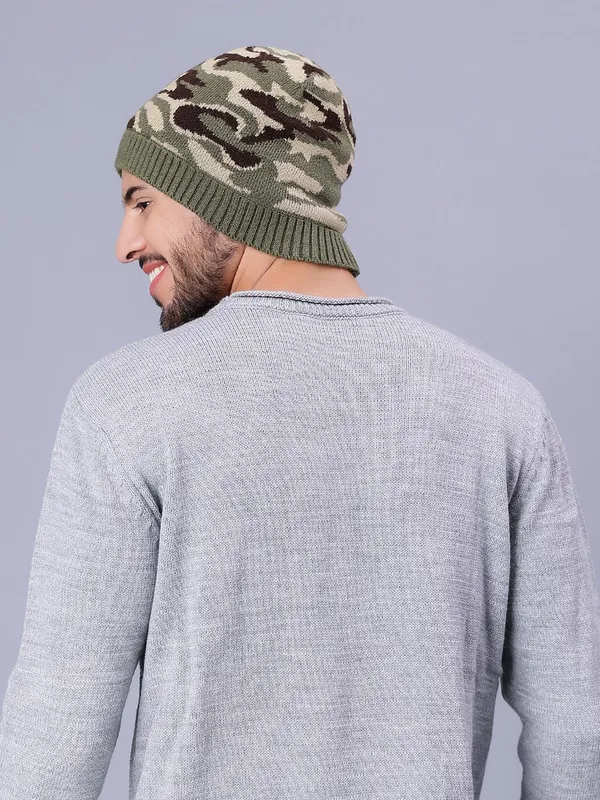 Army_Olive_Woolen_Cap_For_Unisex