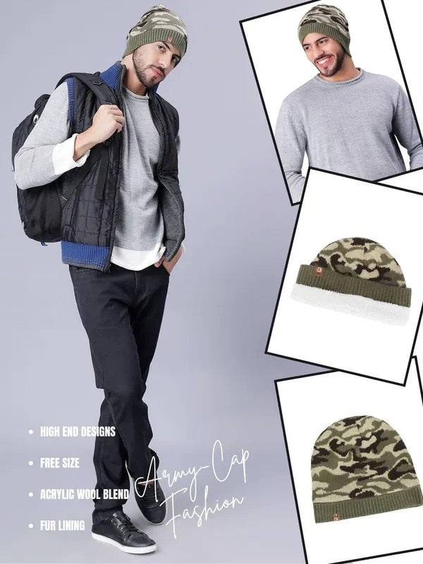 Army_Olive_Woolen_Cap_For_Unisex