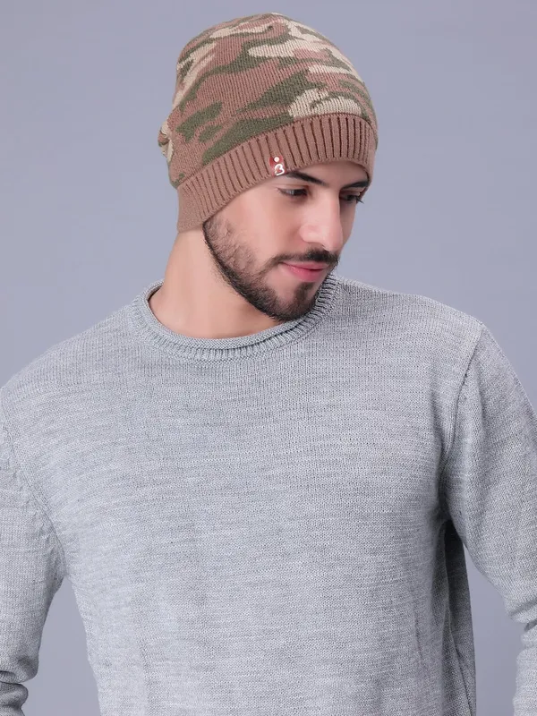 Army_&_Brown_Woolen_Cap_For_Unisex
