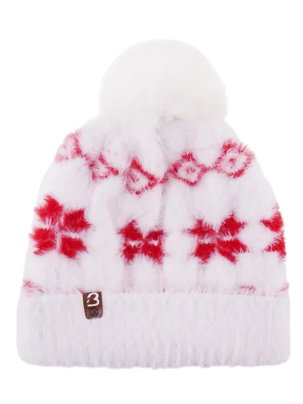 White_&_Pink_Woolen_Cap_For_Women