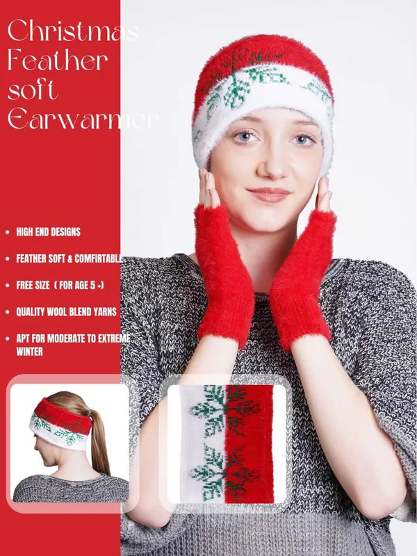 White_&_Red_Woolen_Earwarmer_For_Women