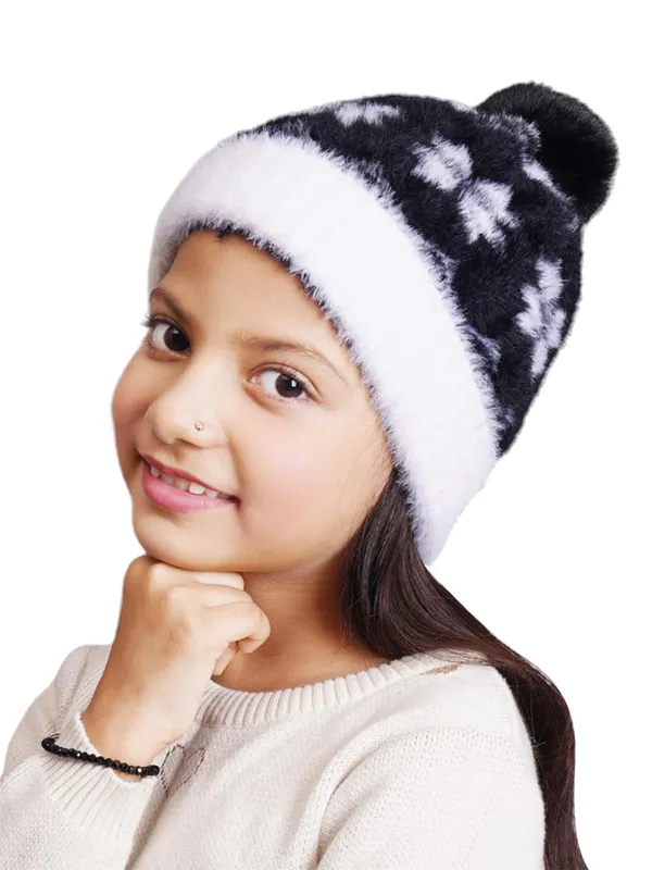 White_&_Blue_Woolen_Cap_For_Girls