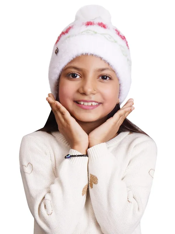 White_Woolen_Cap_For_Girls